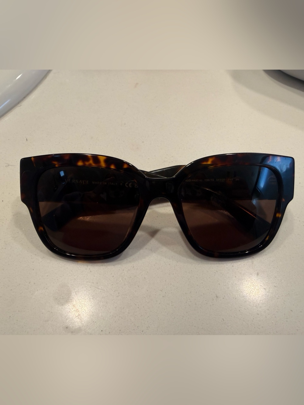 Versace Tortoiseshell Square Sunglasses with Brown Lenses